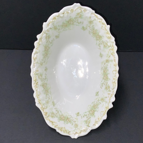 Vintage 1910s Limoges France Elite Works Green Floral Oval...